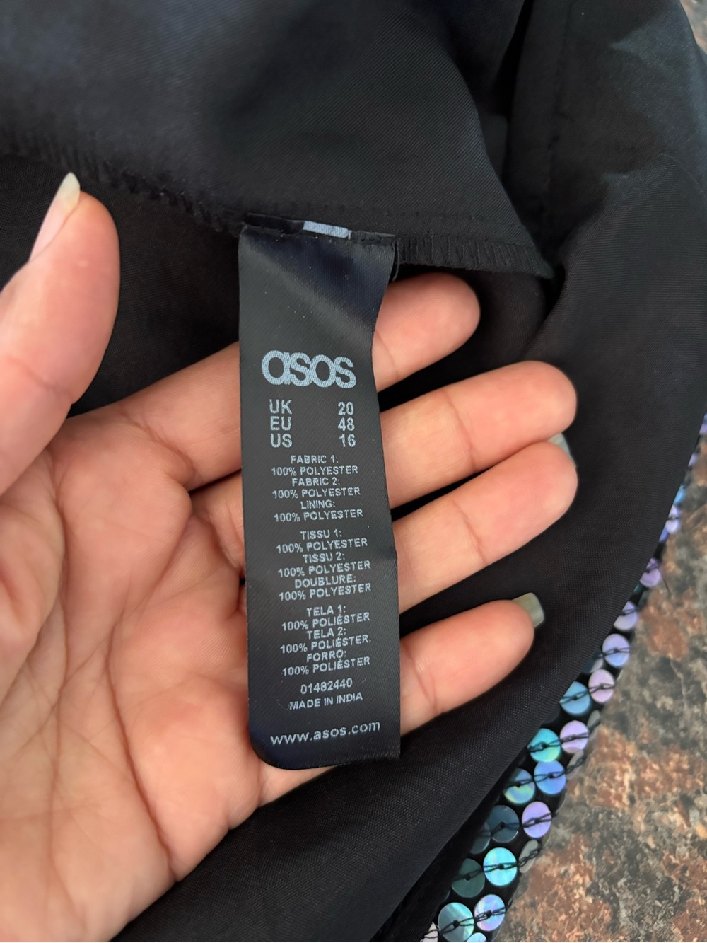ASOS Black sequined Long Sleeve Evening Dress - Picture 10 of 10